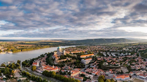 Vista Panorámica Desde Esztegom Con Río Danubio Basílica — Foto de Stock
