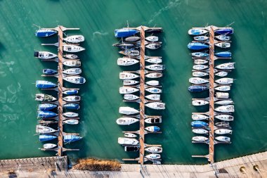 aerial view of Alsoors port at winter