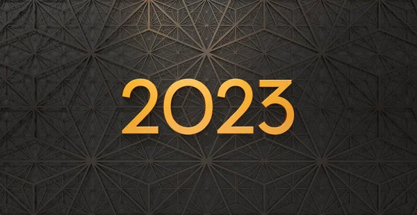 2023 Wenskaart Met Geometrische Achtergrond Rendering Stockfoto