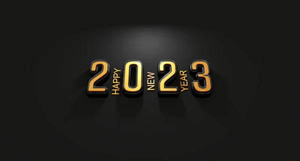 2023 Üdvözlőkártya Arany Számjeggyel Renderelés — Stock Fotó