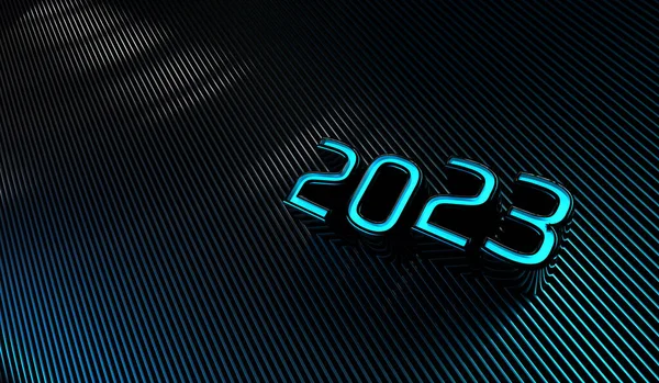 2023蓝线新年贺卡 3D渲染 — 图库照片