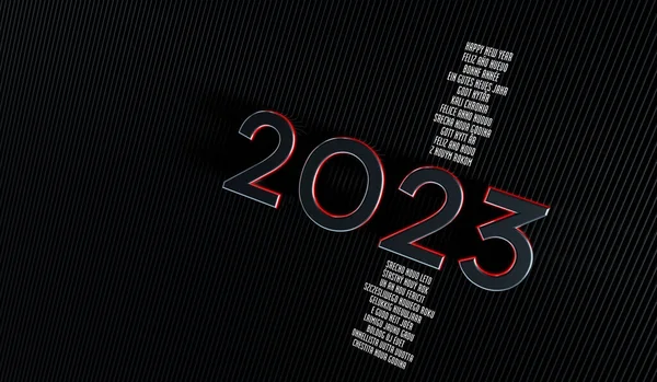 2023 Neujahrskarte Mit Grauen Linien Mit Frohem Neuen Jahr Allen — Stockfoto