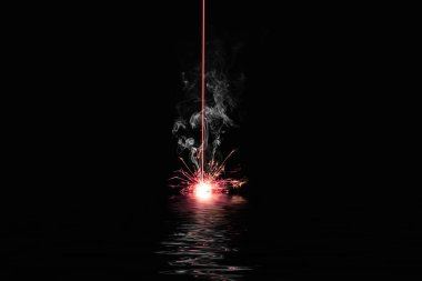 blue laser burning something - black background - illustration clipart