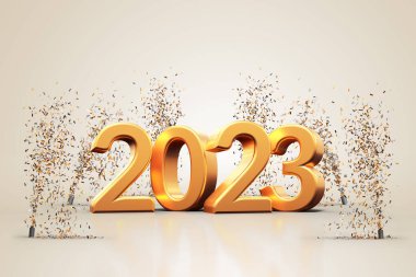 2023 başlık kutlaması parlak arkaplan - 3D yorumlama