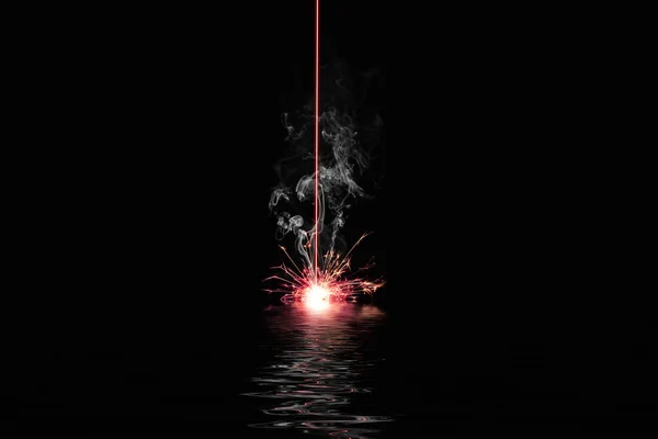 Modrý Laser Vypalování Něco Černé Pozadí Ilustrace Stock Obrázky