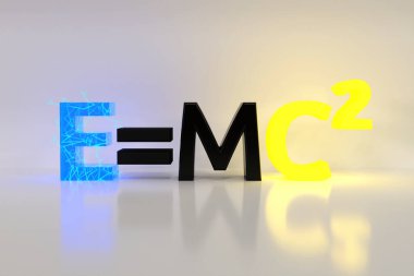 Albert Einstein 'ın ünlü matematiksel denklemi E eşittir MC2 3D görüntüleme