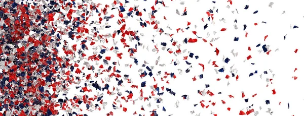 Bannière Composée Milliers Confettis Bleus Blancs Rouges Sur Fond Transparent — Photo