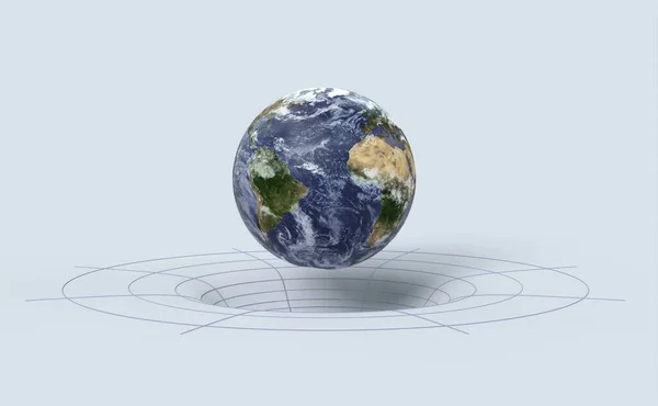 Planeta Terra Distorce Tempo Espacial Renderização — Fotografia de Stock