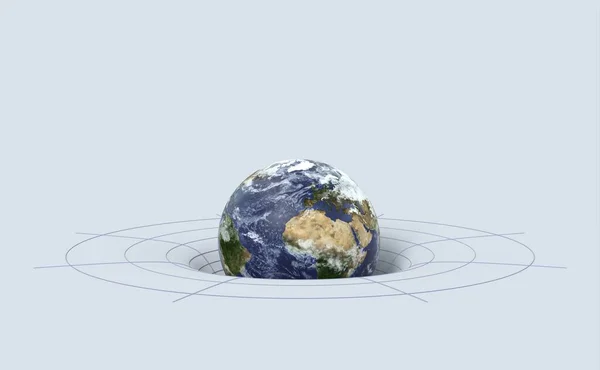 Planeta Ziemia Zniekształca Czas Przestrzeni Renderowanie — Zdjęcie stockowe