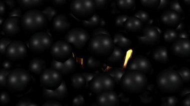2024 video tebrik kartı, siyah topların altında görünen altın metin - 3D görüntüleme