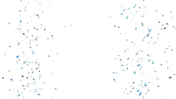 Синій Срібний Дощ Запущений Гармати Відокремлений Альфа Канал Рендеринг — стокове відео