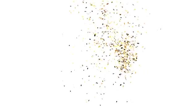Золотий Конфетті Дощ Запущений Гармати Відокремлений Альфа Канал Рендеринг — стокове відео