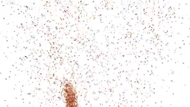 Rode Gouden Confetti Regen Gelanceerd Vanaf Een Kanon Langzaam Vallen — Stockvideo