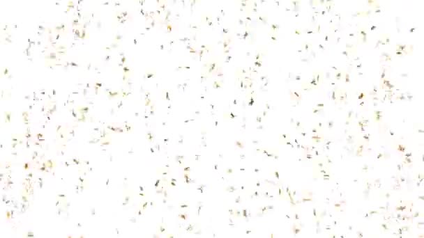 Lluvia Confeti Oro Lanzada Desde Cañón Que Cae Lentamente Canal — Vídeos de Stock