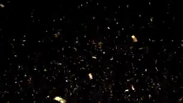 Kırmızı Altın Konfeti Yağmuru Yavaşça Düşen Bir Toptan Fırlatıldı Ayrı — Stok video