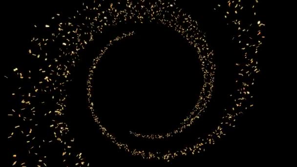 Confeti Dorado Que Aparece Una Espiral Gira Representación — Vídeos de Stock