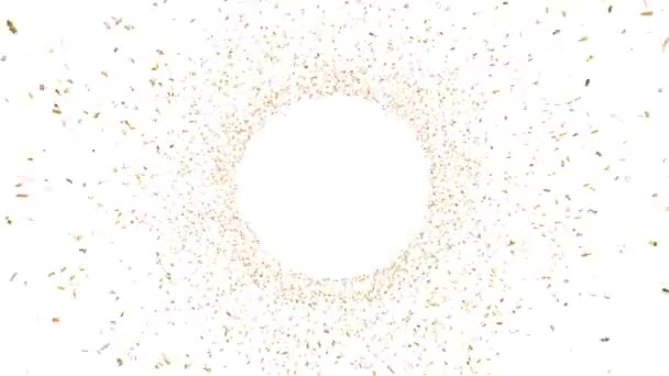 Золоте Конфетті Яке Являється Спіралі Обертається Рендеринг Кадрів Секунду — стокове відео