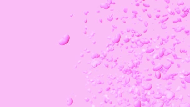 Pieno Cuori Rosa Movimento Verticale Sfondo Rosa Rendering — Video Stock