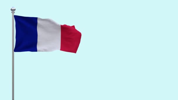 法国国旗在风卷视频中飘扬 独立阿尔法频道 — 图库视频影像