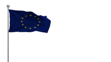 Rüzgarda dalgalanan Avrupa bayrağı - döngüye girmiş video - ayrı alfa kanalı - 4K - 3D görüntüleme