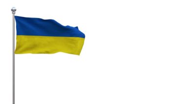 Rüzgarda dalgalanan Ukrayna bayrağı - döngüye girmiş video - ayrı alfa kanalı - 4K - 3D görüntüleme