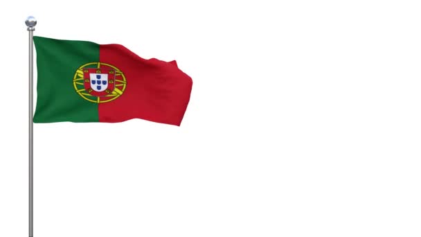 Portugisisk Flagga Fladdrar Vinden Loopas Video Separat Alfakanal — Stockvideo