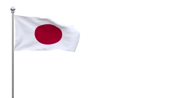 Steagul Japonez Fluturând Vânt Fundal Alb Canal Alfa Separat — Videoclip de stoc