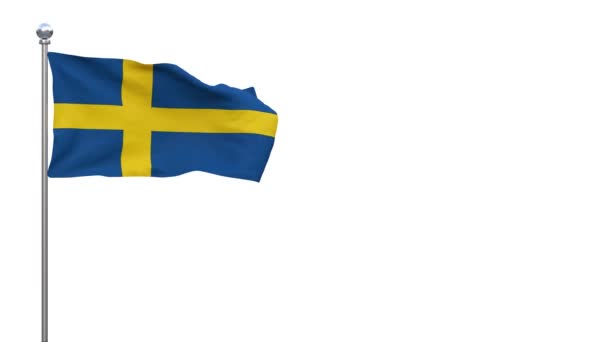 Bandera Sueca Ondeando Viento Vídeo Bucle Canal Alfa Separado Representación — Vídeos de Stock