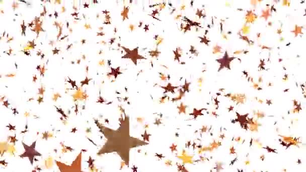 上から下に落ちる何百もの星 分離されたアルファチャンネル 3Dレンダリング — ストック動画