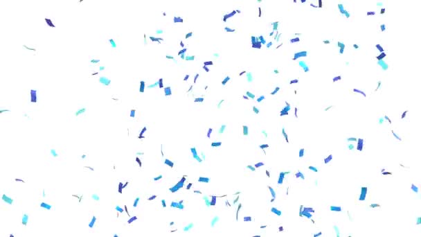 性別を明らかにするための白い背景の青い Confetti 3Dレンダリング — ストック動画