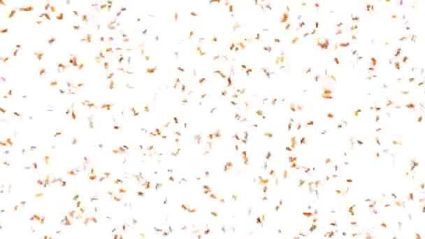 Золотий Конфетті Дощ Запущений Гармати Повільно Падає Відокремлений Альфа Канал — стокове відео
