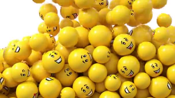 Gele Ballen Met Glimlach Dalen Dan Een Leuk Video Overgangseffect — Stockvideo