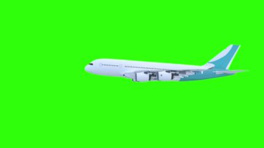 Profilde görünen bir uçağın 3 boyutlu animasyonu, sonra arkadan - döngü - 3 boyutlu canlandırma
