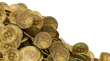lots of piled up bitcoin coins - 3D rendering illustration clipart