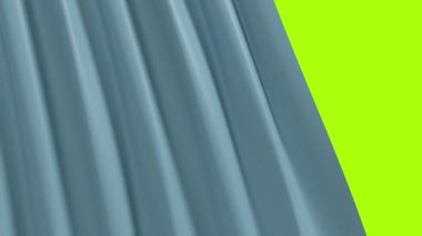 Açılıp kapanan mavi perde - üst üste koymak için - yeşil arkaplan - 3B biçimlendirme