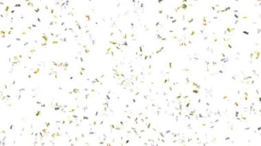 Altın konfeti yağmuru yavaşça düşen bir toptan - ayrı alfa kanalı - 4k 3D görüntüleme