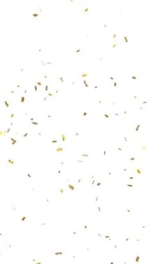 Altın konfeti patlaması, dikey biçim - 3D görüntüleme - 4k - 60 fps