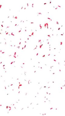 kırmızı konfeti patlaması, dikey biçim - 3D görüntüleme - 4k - 60 fps