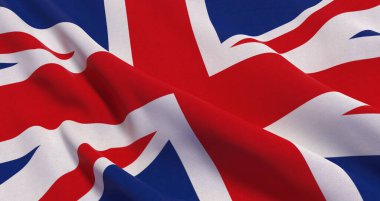 Birleşik Krallık bayrağı, konulmuş ve katlanmış kumaş dokusuyla - 3D biçimlendirilmiş