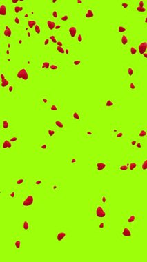 Kalpler görüntünün tepesinden yavaşça düşüyor - 3D görüntüleme - ayrı alfa kanalı