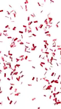 büyük kırmızı konfeti patlaması, dikey biçim - 3D görüntüleme - 4k - 60 fps