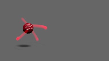 Hafifçe bulanık bir atomun etrafında dönen elektronlar ve dönüşüyle görselleştirilmesi - 3D görüntüleme