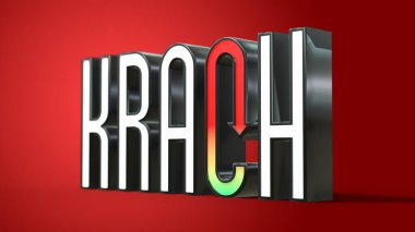 Borsa çöküşü, kırmızı zemin üzerinde kırmızı ok olan 3B başlık - 3B oluşturma