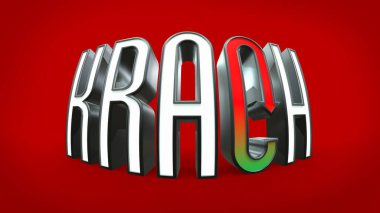 Borsa çöküşü, kırmızı zemin üzerinde kırmızı ok olan 3B başlık - 3B oluşturma