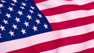 Amerikan bayrağı, yavaş çekim döngüsü animasyonu, tam ekran - 3D görüntüleme, 4K, 60 fps