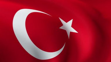 Türk bayrağı, yavaş çekim döngüsü animasyonu, tam ekran - 3D görüntüleme, 4K, 60 fps