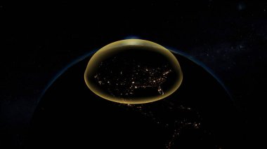 Amerikan Altın Kubbesi füzelere karşı - Dünya 'ya uzaydan bakmak - 3D görüntüleme