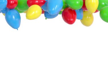 Tavanda yükselen ve engelleyen çok renkli helyum balonları - ayrı alfa kanallı 3D görüntüleme