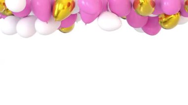 Tavanda yükselen ve engelleyen pembe helyum balonları - ayrı alfa kanallı 3D görüntüleme