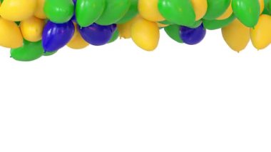 Helyum balonları, Brezilya renginde, tavana doğru yükseliyor - 3D görüntüleme